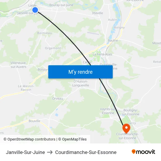 Janville-Sur-Juine to Courdimanche-Sur-Essonne map