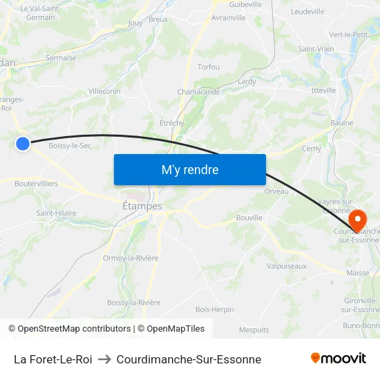 La Foret-Le-Roi to Courdimanche-Sur-Essonne map