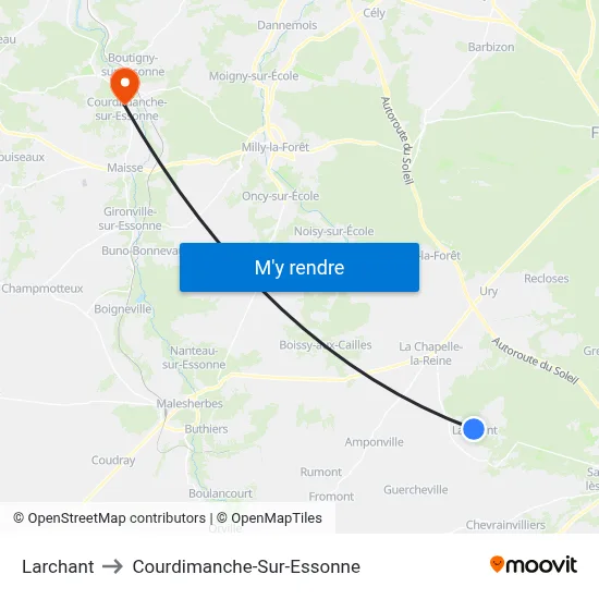 Larchant to Courdimanche-Sur-Essonne map