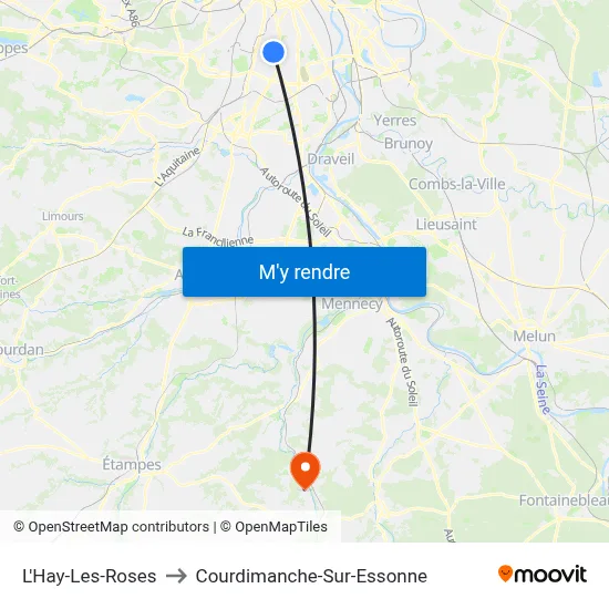 L'Hay-Les-Roses to Courdimanche-Sur-Essonne map