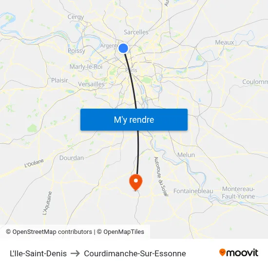 L'Ile-Saint-Denis to Courdimanche-Sur-Essonne map