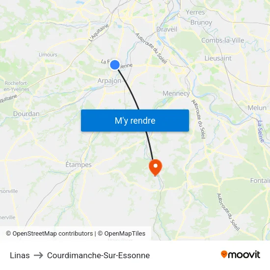 Linas to Courdimanche-Sur-Essonne map