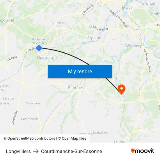 Longvilliers to Courdimanche-Sur-Essonne map