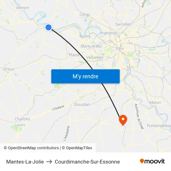 Mantes-La-Jolie to Courdimanche-Sur-Essonne map