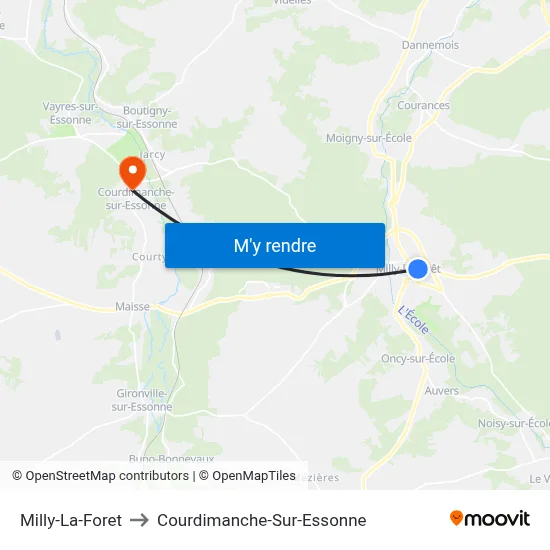 Milly-La-Foret to Courdimanche-Sur-Essonne map