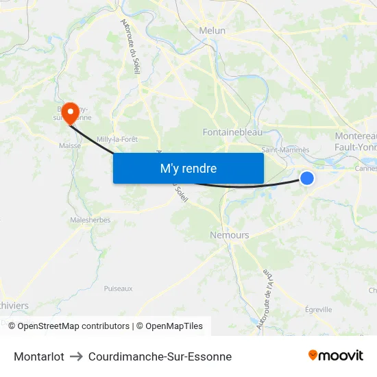 Montarlot to Courdimanche-Sur-Essonne map
