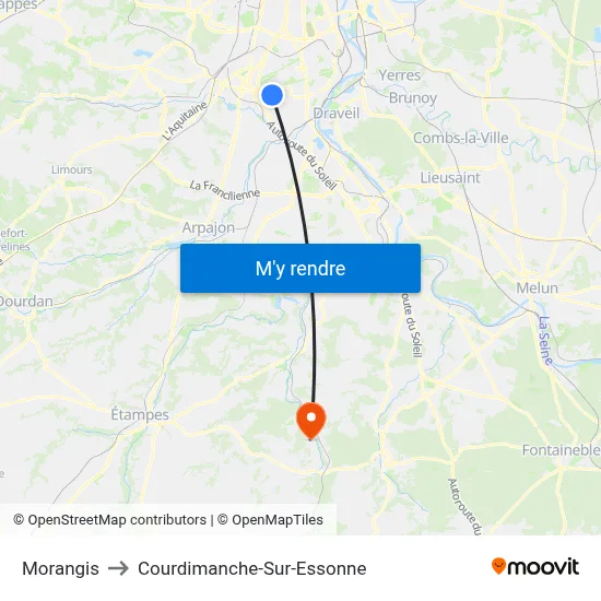 Morangis to Courdimanche-Sur-Essonne map