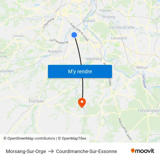 Morsang-Sur-Orge to Courdimanche-Sur-Essonne map