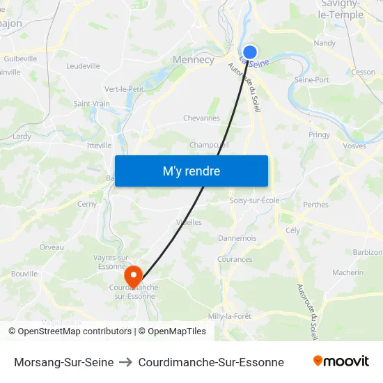 Morsang-Sur-Seine to Courdimanche-Sur-Essonne map