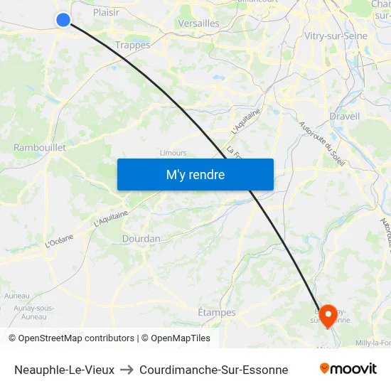 Neauphle-Le-Vieux to Courdimanche-Sur-Essonne map