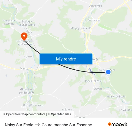 Noisy-Sur-Ecole to Courdimanche-Sur-Essonne map