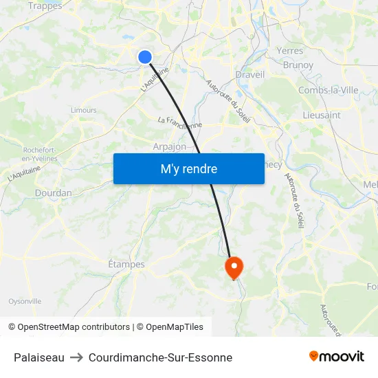 Palaiseau to Courdimanche-Sur-Essonne map