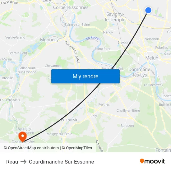 Reau to Courdimanche-Sur-Essonne map