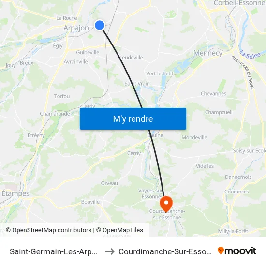 Saint-Germain-Les-Arpajon to Courdimanche-Sur-Essonne map