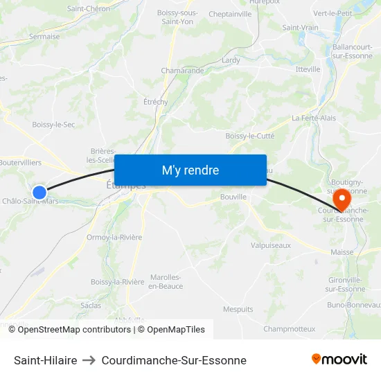 Saint-Hilaire to Courdimanche-Sur-Essonne map