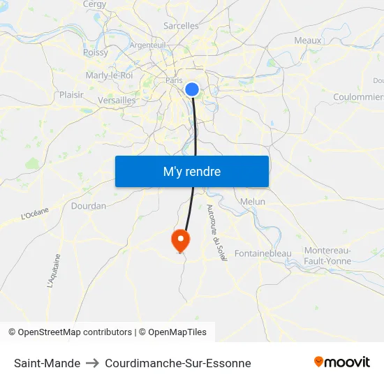 Saint-Mande to Courdimanche-Sur-Essonne map