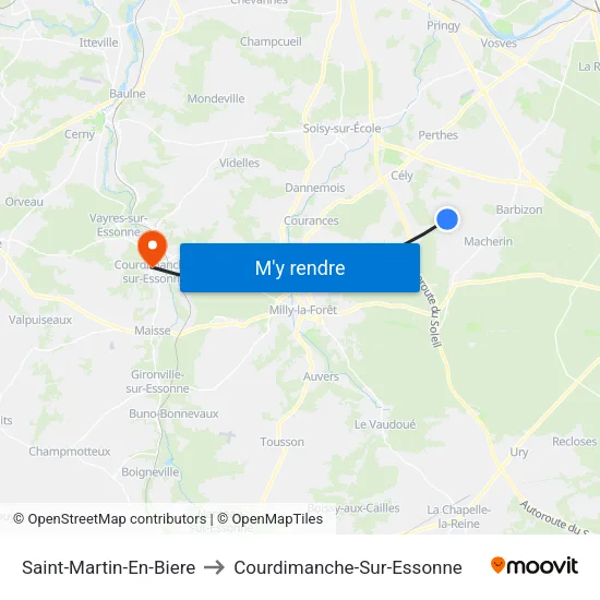 Saint-Martin-En-Biere to Courdimanche-Sur-Essonne map
