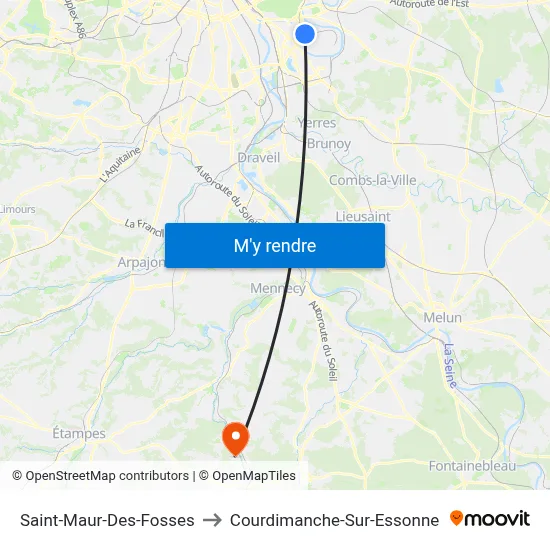 Saint-Maur-Des-Fosses to Courdimanche-Sur-Essonne map