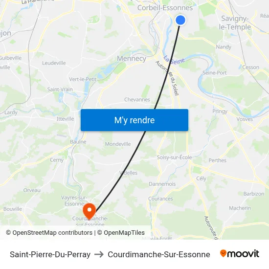 Saint-Pierre-Du-Perray to Courdimanche-Sur-Essonne map