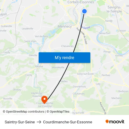 Saintry-Sur-Seine to Courdimanche-Sur-Essonne map