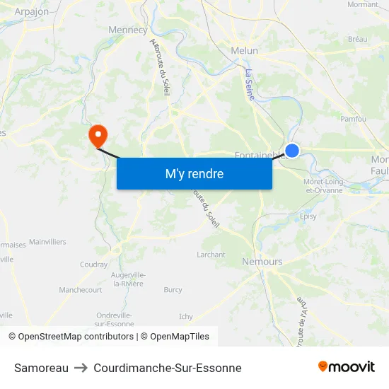 Samoreau to Courdimanche-Sur-Essonne map