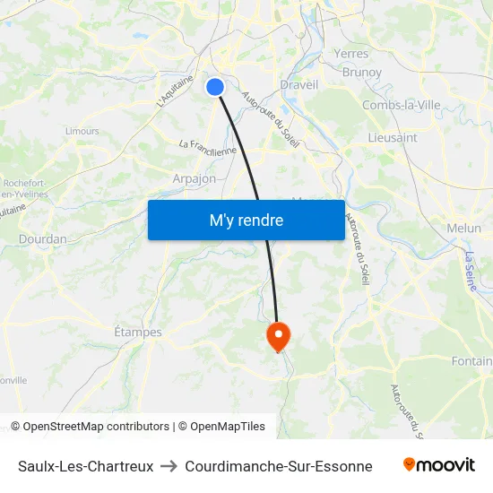 Saulx-Les-Chartreux to Courdimanche-Sur-Essonne map