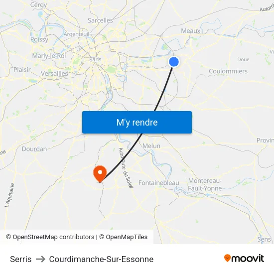 Serris to Courdimanche-Sur-Essonne map