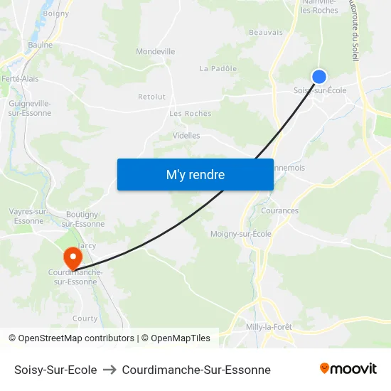 Soisy-Sur-Ecole to Courdimanche-Sur-Essonne map