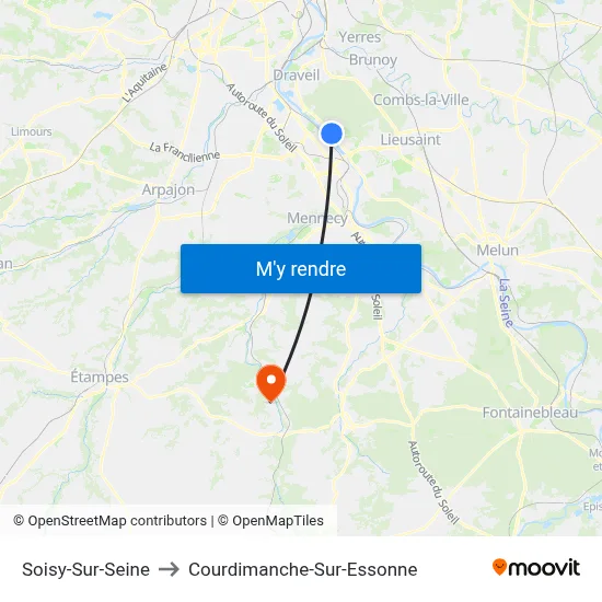 Soisy-Sur-Seine to Courdimanche-Sur-Essonne map