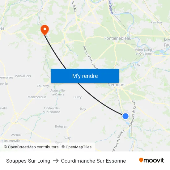 Souppes-Sur-Loing to Courdimanche-Sur-Essonne map
