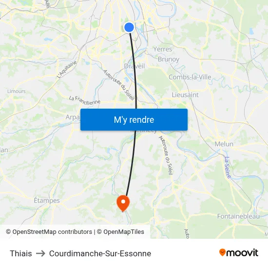 Thiais to Courdimanche-Sur-Essonne map