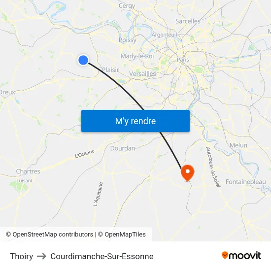 Thoiry to Courdimanche-Sur-Essonne map