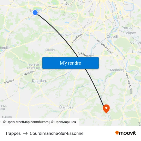 Trappes to Courdimanche-Sur-Essonne map