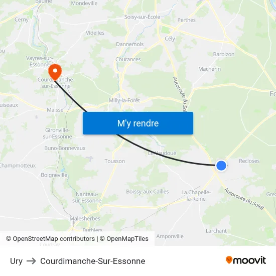 Ury to Courdimanche-Sur-Essonne map