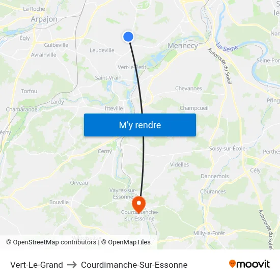 Vert-Le-Grand to Courdimanche-Sur-Essonne map