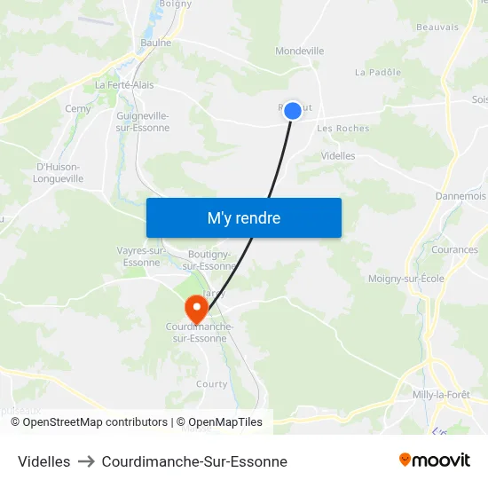 Videlles to Courdimanche-Sur-Essonne map