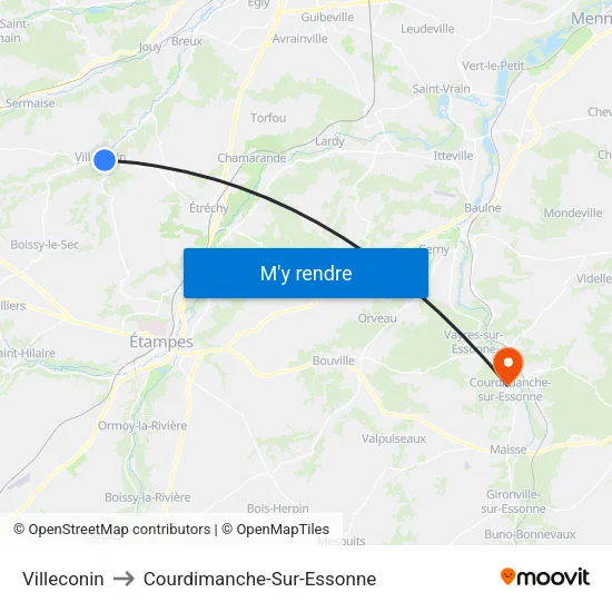Villeconin to Courdimanche-Sur-Essonne map