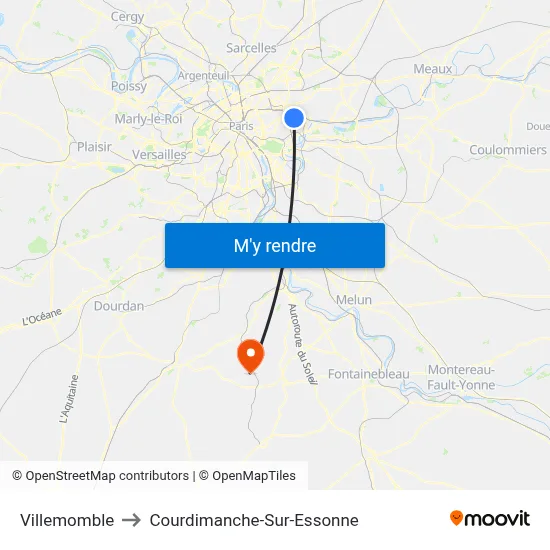 Villemomble to Courdimanche-Sur-Essonne map