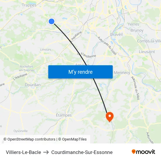 Villiers-Le-Bacle to Courdimanche-Sur-Essonne map