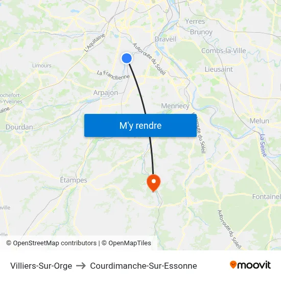 Villiers-Sur-Orge to Courdimanche-Sur-Essonne map
