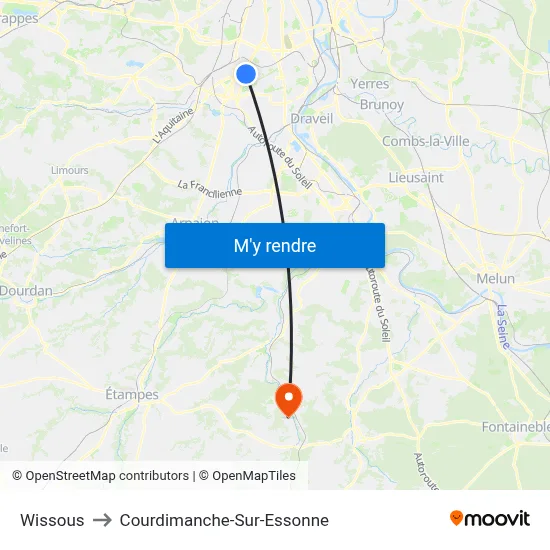 Wissous to Courdimanche-Sur-Essonne map