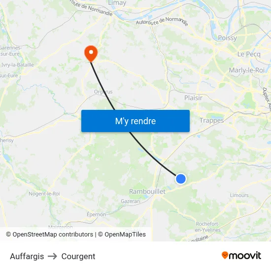 Auffargis to Courgent map
