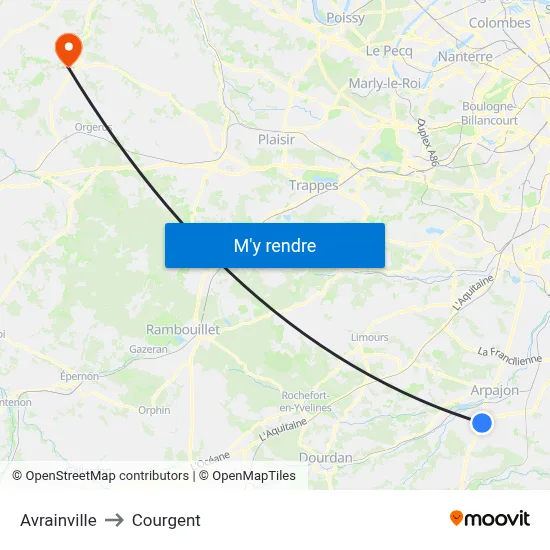 Avrainville to Courgent map
