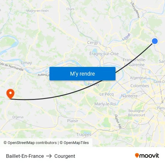 Baillet-En-France to Courgent map