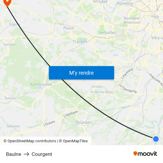 Baulne to Courgent map