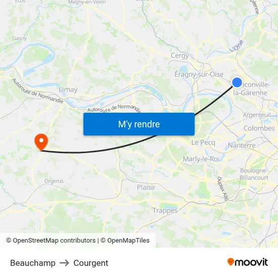 Beauchamp to Courgent map