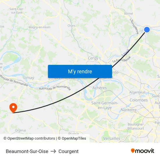 Beaumont-Sur-Oise to Courgent map