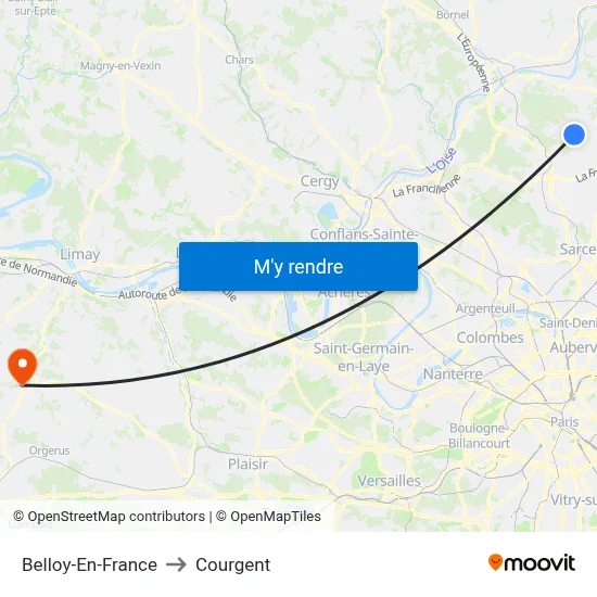 Belloy-En-France to Courgent map