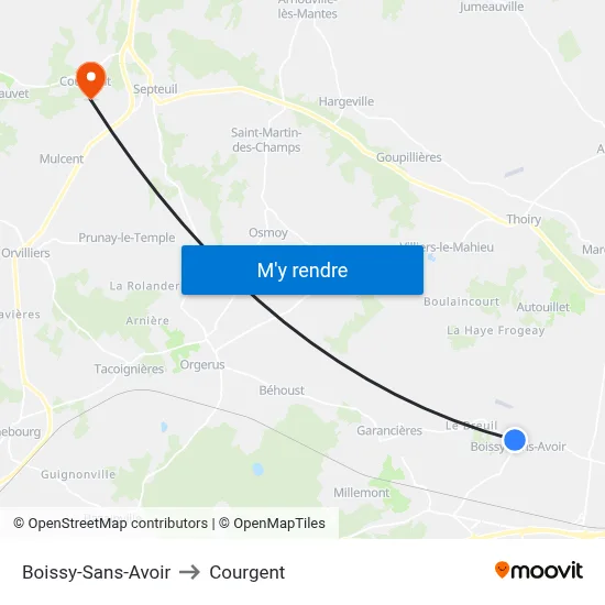Boissy-Sans-Avoir to Courgent map