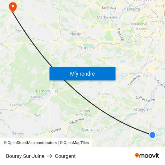 Bouray-Sur-Juine to Courgent map